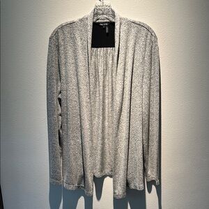 Nic+Zoe Open-Front Heathered-Gray Cardigan Sweater - L